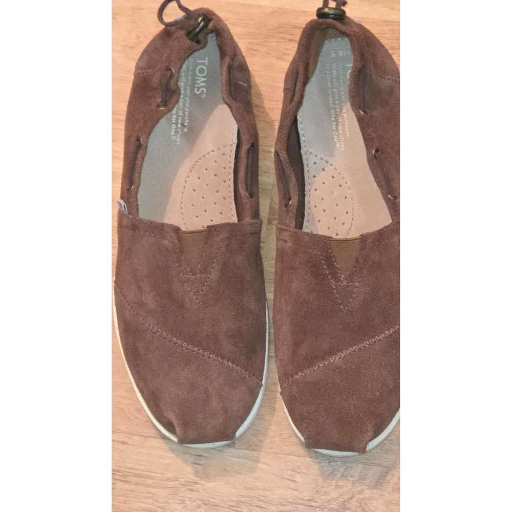 TOMS Avalon Brown Suede Slip On Sneakers Mens 9.5 Adjustable Heel Flats
